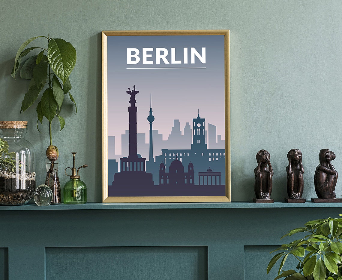 Berlin Germany City Skyline Silhouette Landmarks Poster Wall Art - Image 3