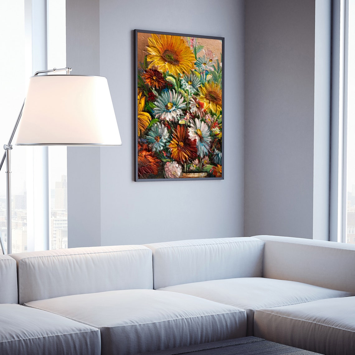 Flowers Oil Painting Flowers Still Life Poster Prints Flower Painting Prints Floral Texture Oil Painting Home Office Wall Art Decoration - Image 4