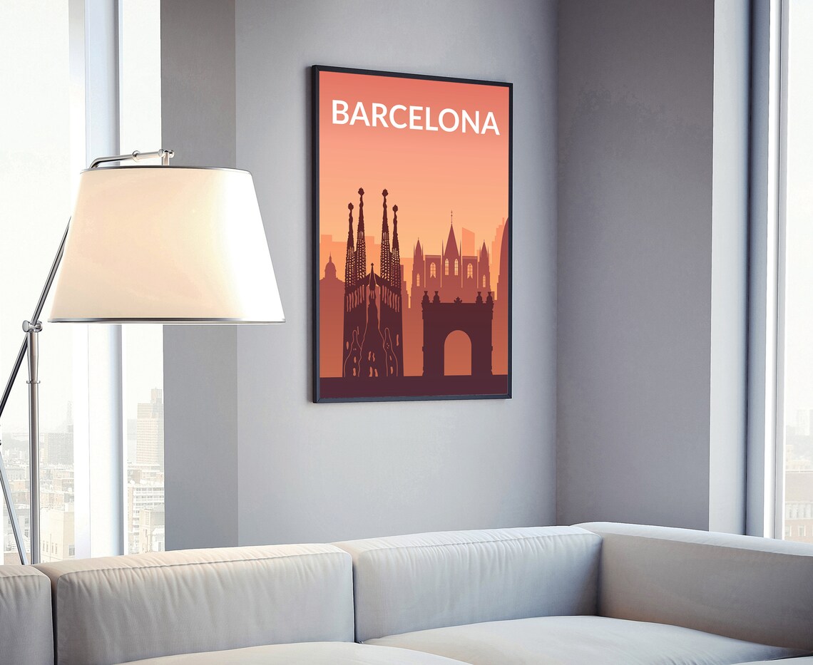 Barcelona Spain Sagrada Familia Spires Sunset Minimalist Travel Poster - Image 4