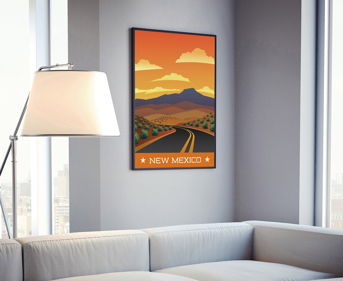 New Mexico Desert Road Sunset Mesas Southwest Retro Travel Poster - Image 4