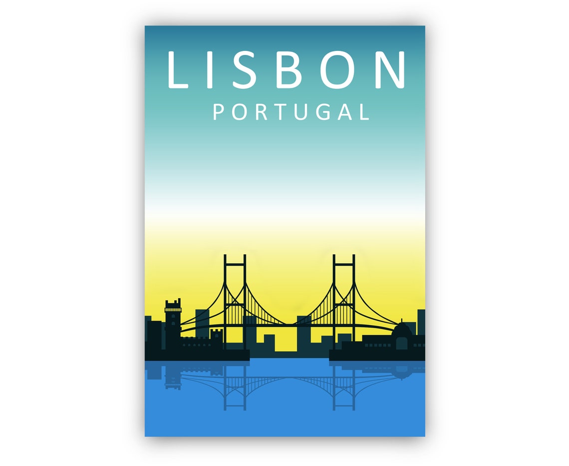 Portugal Lisbon Travel Poster Lisbon Portugal Cityscape Poster Lisbon Landmark Poster Wall Art Home Wall Art Office Wall Decoration - Image 2