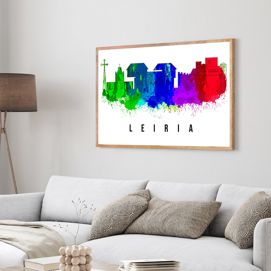 Leiria Portugal Poster Skyline Poster Cityscape Poster Portugal Landmark City Illustration Poster Home Wall Art Office Wall Art - Image 3