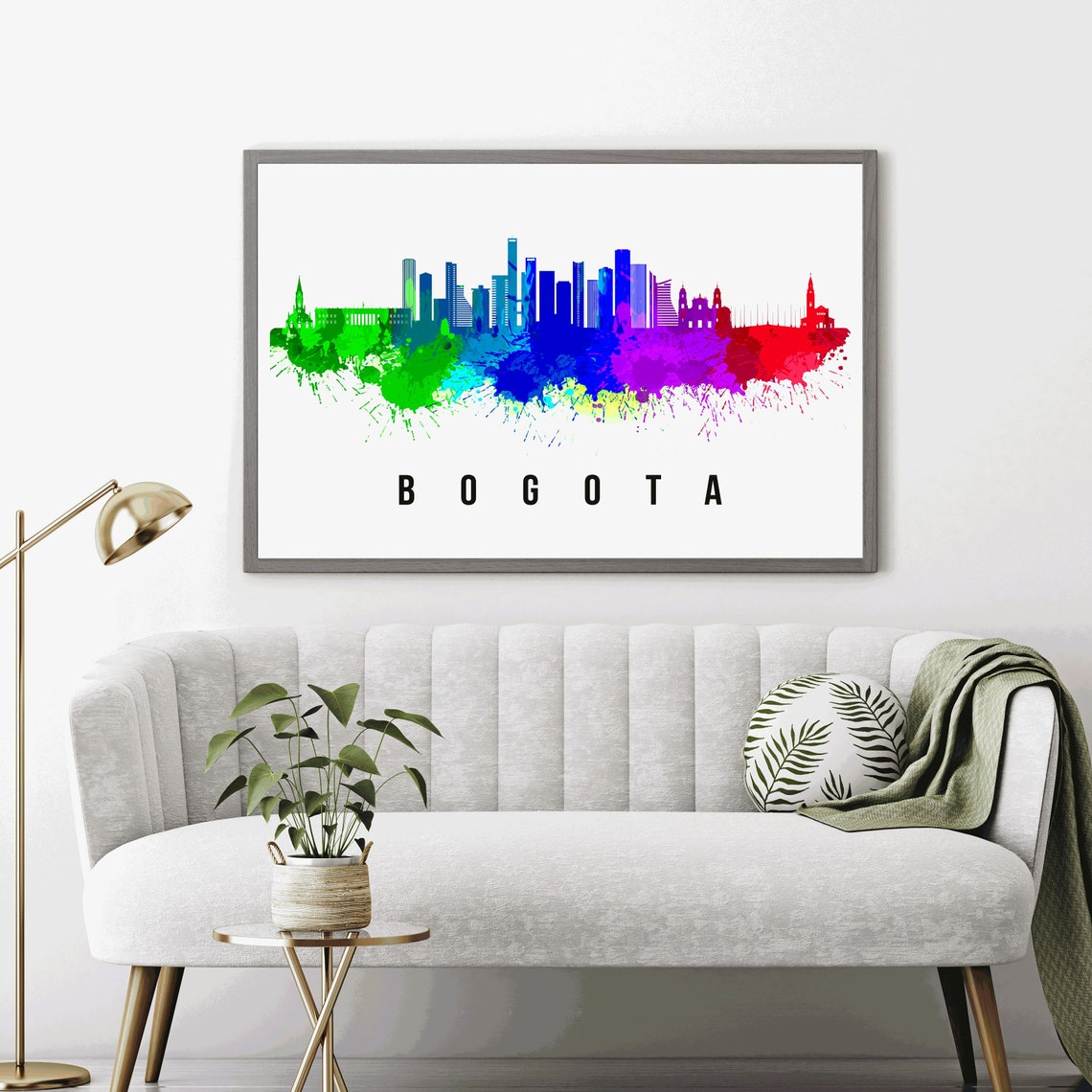 Bogota Colombia Rainbow Watercolor Skyline Silhouette Cityscape Poster - Image 4