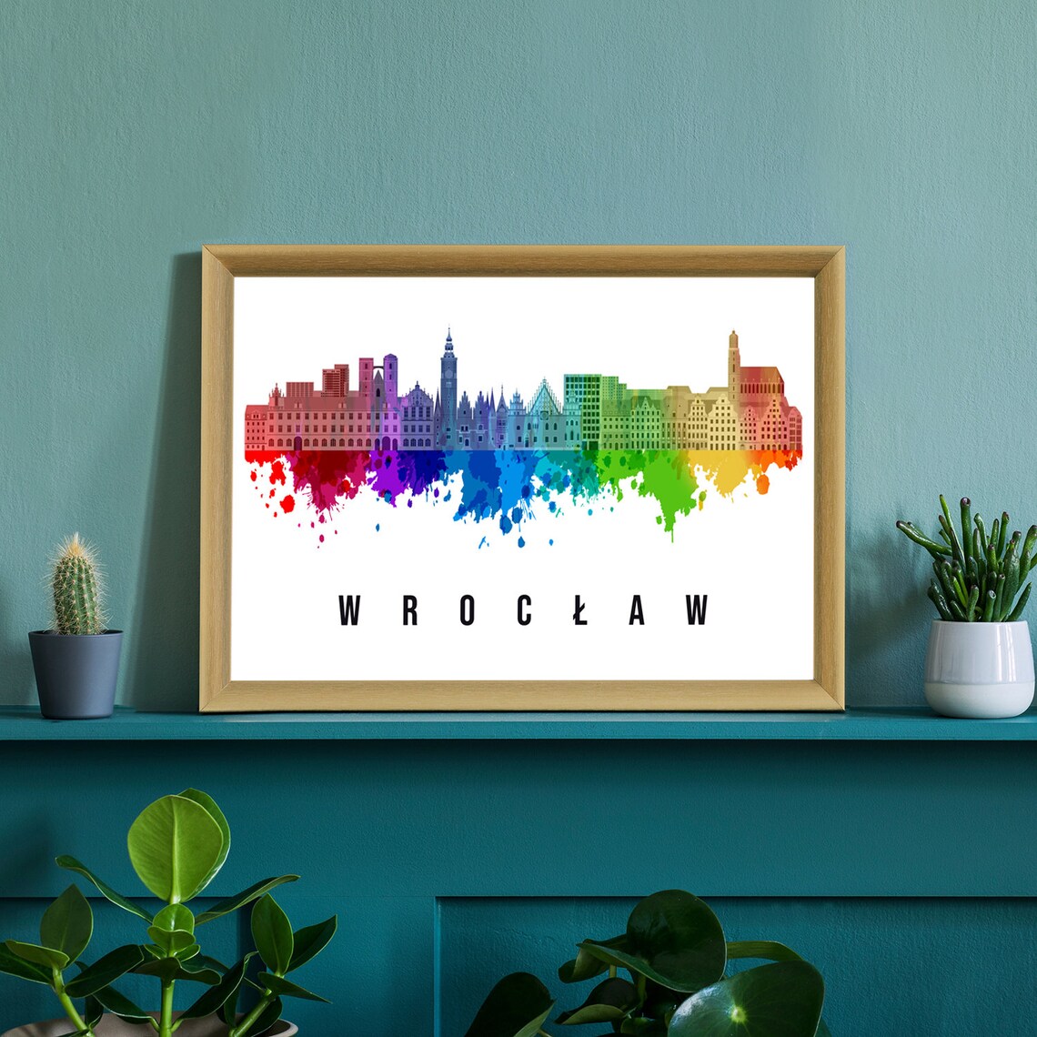 Wroclaw Poland Market Square Watercolor Skyline Landmark Print - Image 2
