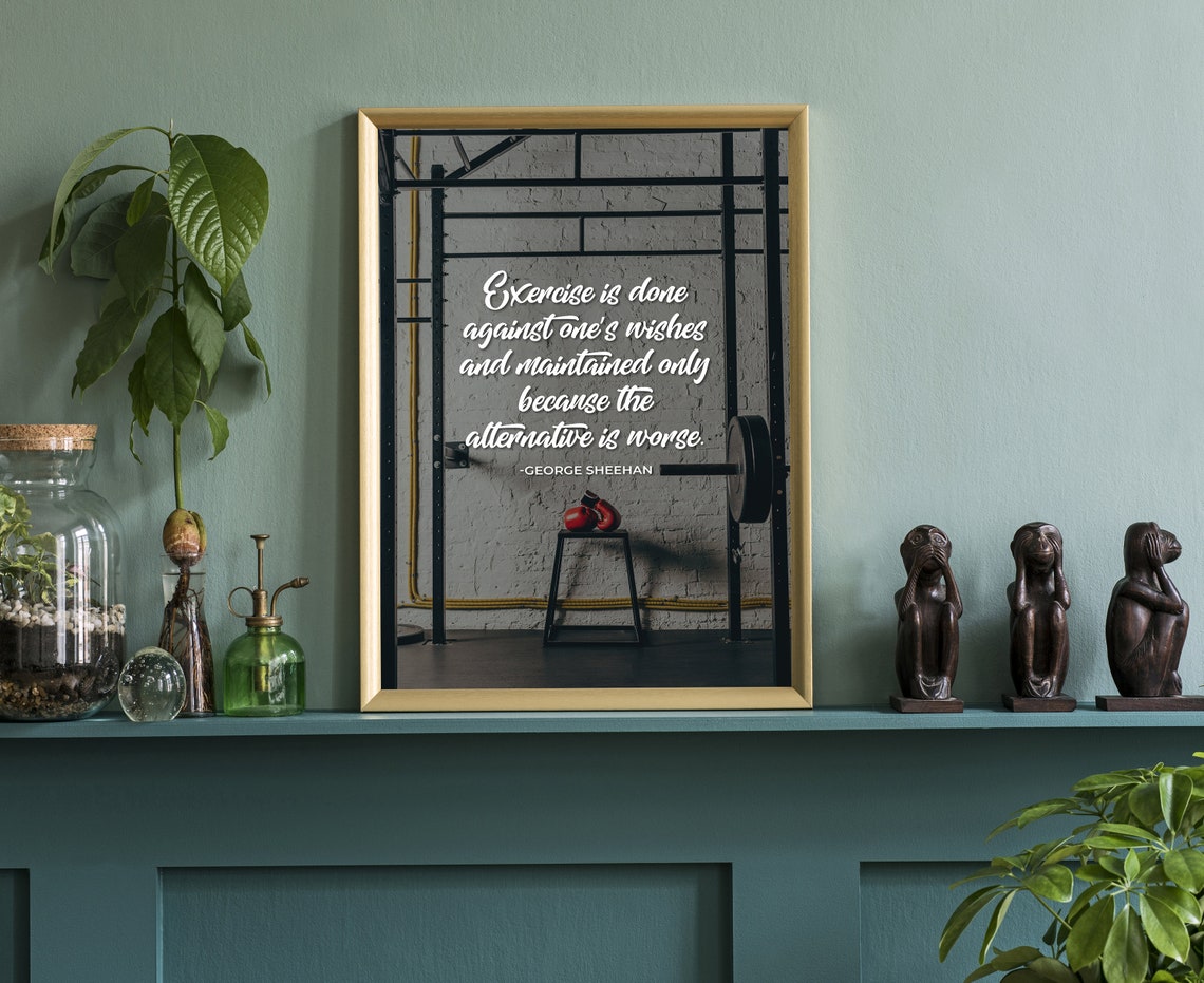 George Sheehan Exercise Quote Gym Squat Rack Motivational Photo Poster - Image 3