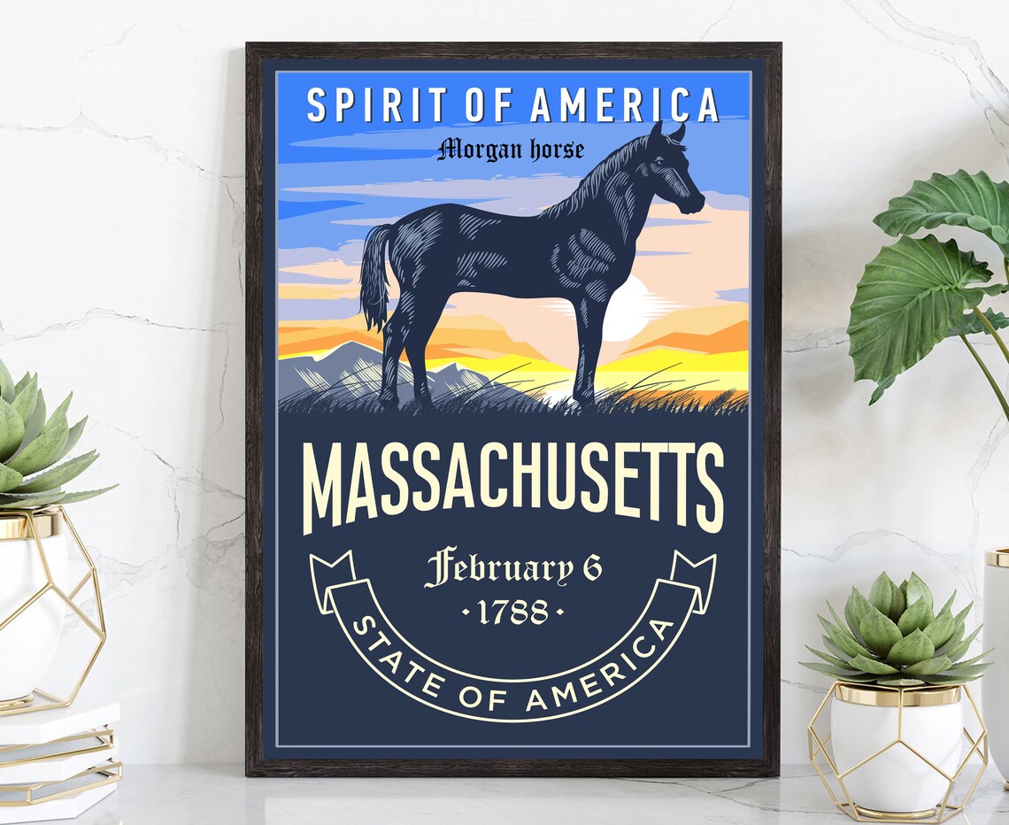 Massachusetts Morgan Horse Sunset Spirit of America Wall Art Poster