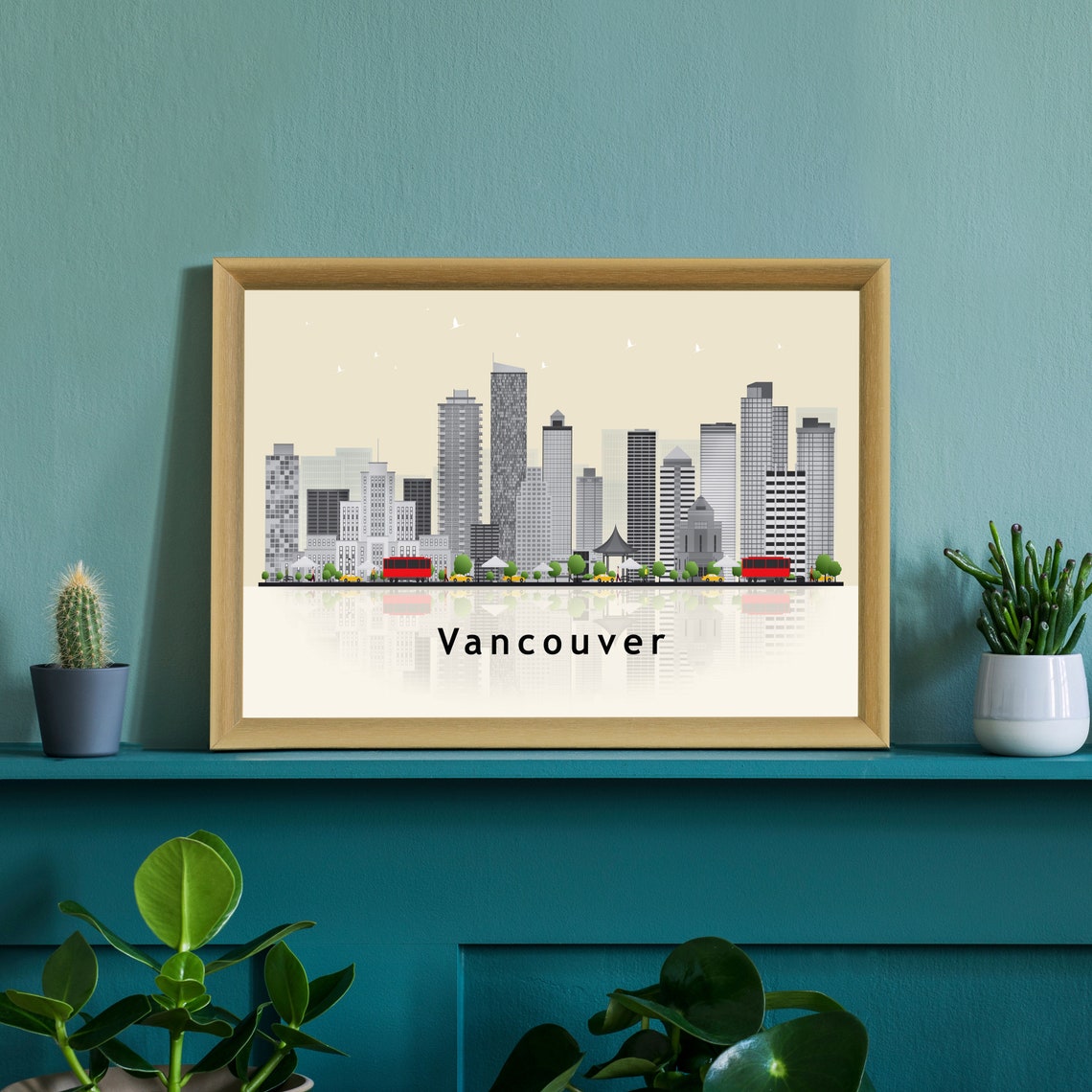 Vancouver Canada Modern Skyline Illustration Landmarks Travel Poster - Image 2
