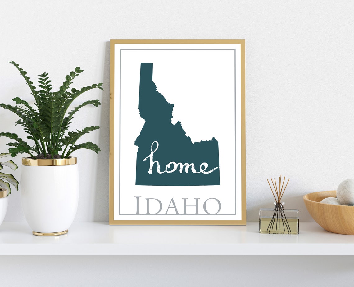 Idaho Modern Home State Silhouette Teal Map Wall Art Print Poster - Image 2