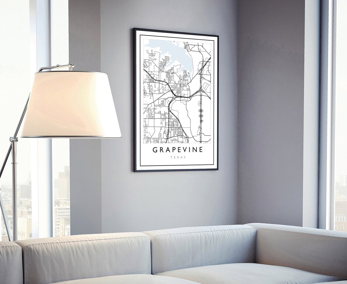 Grapevine Texas City Street Map Minimalist Modern Travel Poster - Image 4