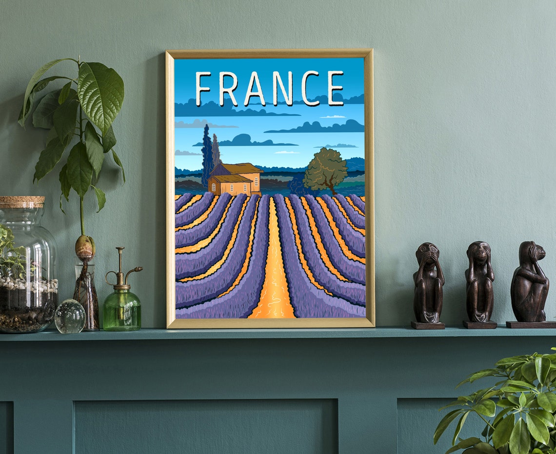 France Lavender Garden Poster Print France Travel Poster France Cityscape Poster Landmark Poster Wall Art Home Wall Art Office Wall Art - Image 3