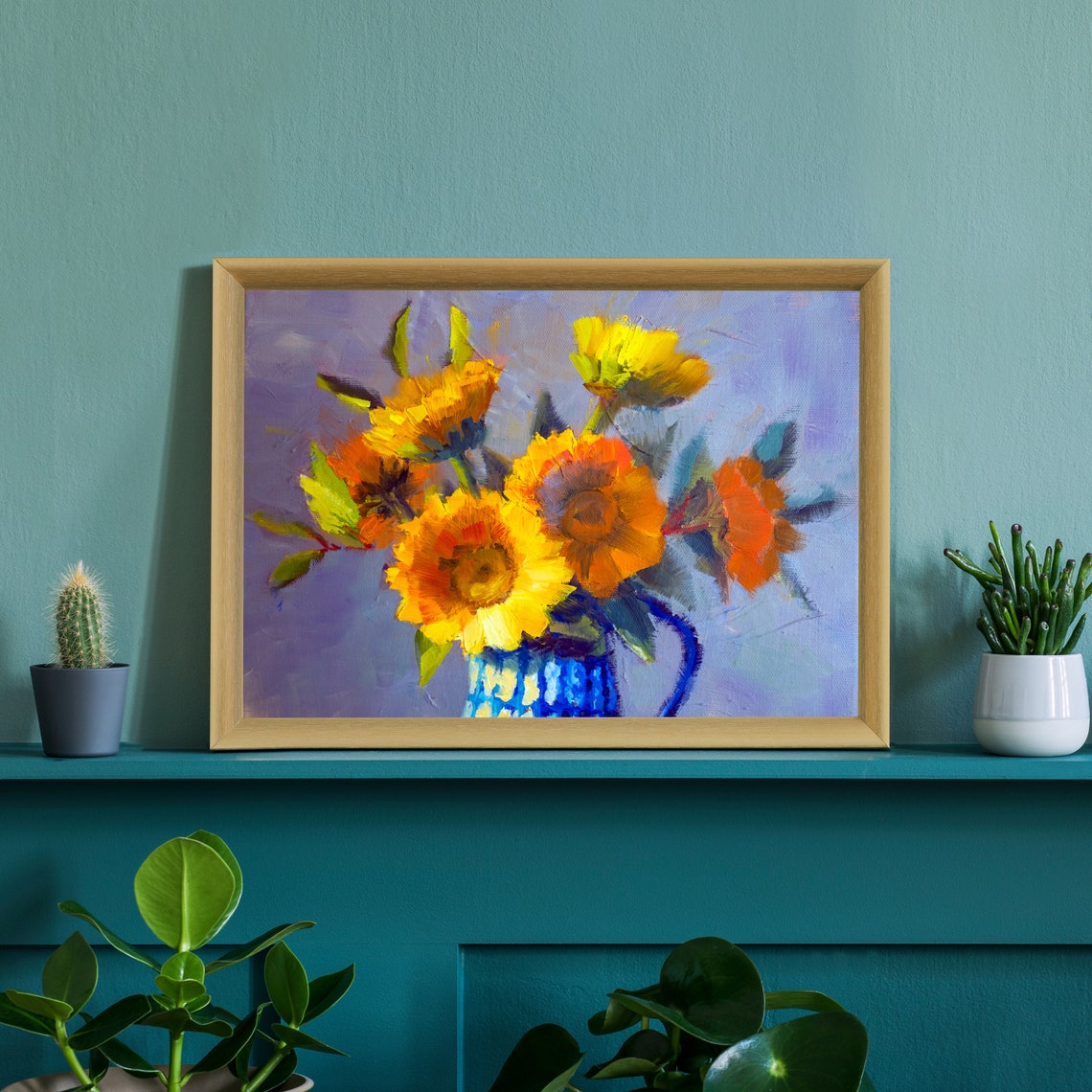 Flowers Oil Painting Flowers Still Life Poster Prints Flower Painting Prints Floral Texture Oil Painting Home Office Wall Art Decoration - Image 3