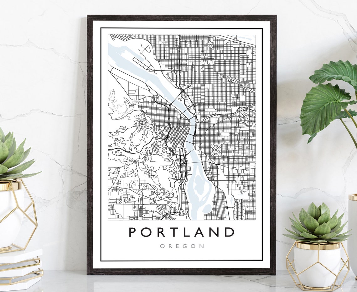 Portland Oregon City Map Portland Oregon Road Map Poster City Street Map Print Us City Modern City Map Home Office Wall Art Decoration
