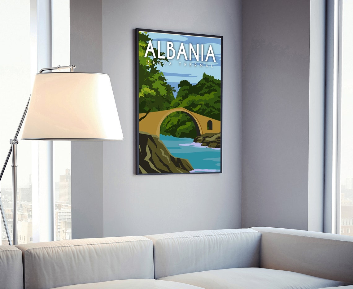 Albania Benja Thermal Traditional Travel Print Albania Poster Artwork Country Retro Travel Poster Print Home Decoration Housewarming Gift - Image 4