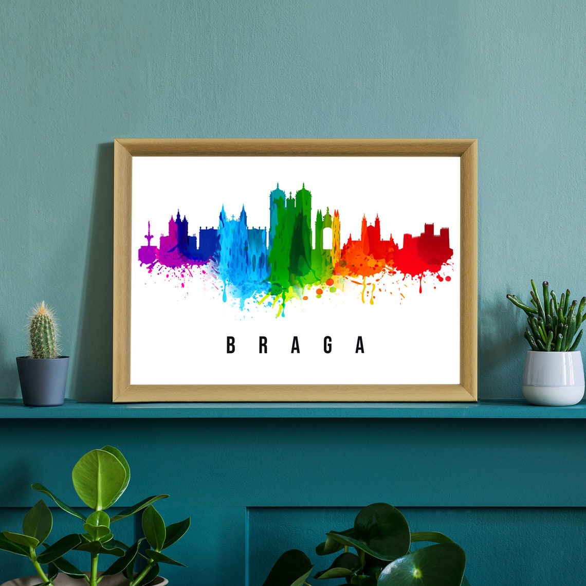 Braga Portugal Poster Skyline Poster Cityscape Poster Portugal Landmark City Illustration Poster Home Wall Art Office Wall Art - Image 2