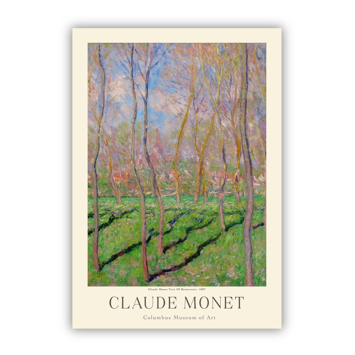 Claude Monet Tall Poplars Sunlit Lawn Spring Landscape Art Poster - Image 3