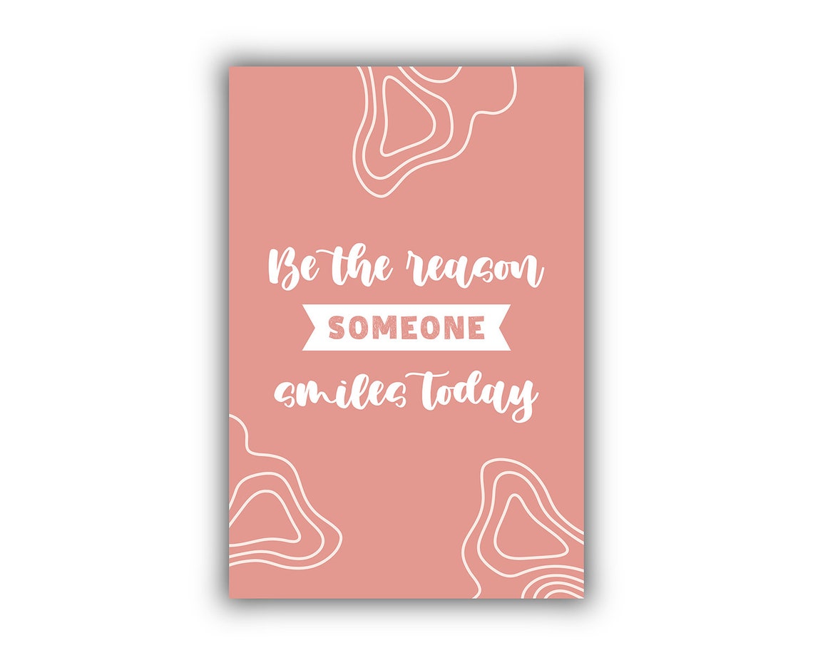 Be The Reason Someone Smiles Today Coral Boho Typography Quote Poster - Image 2
