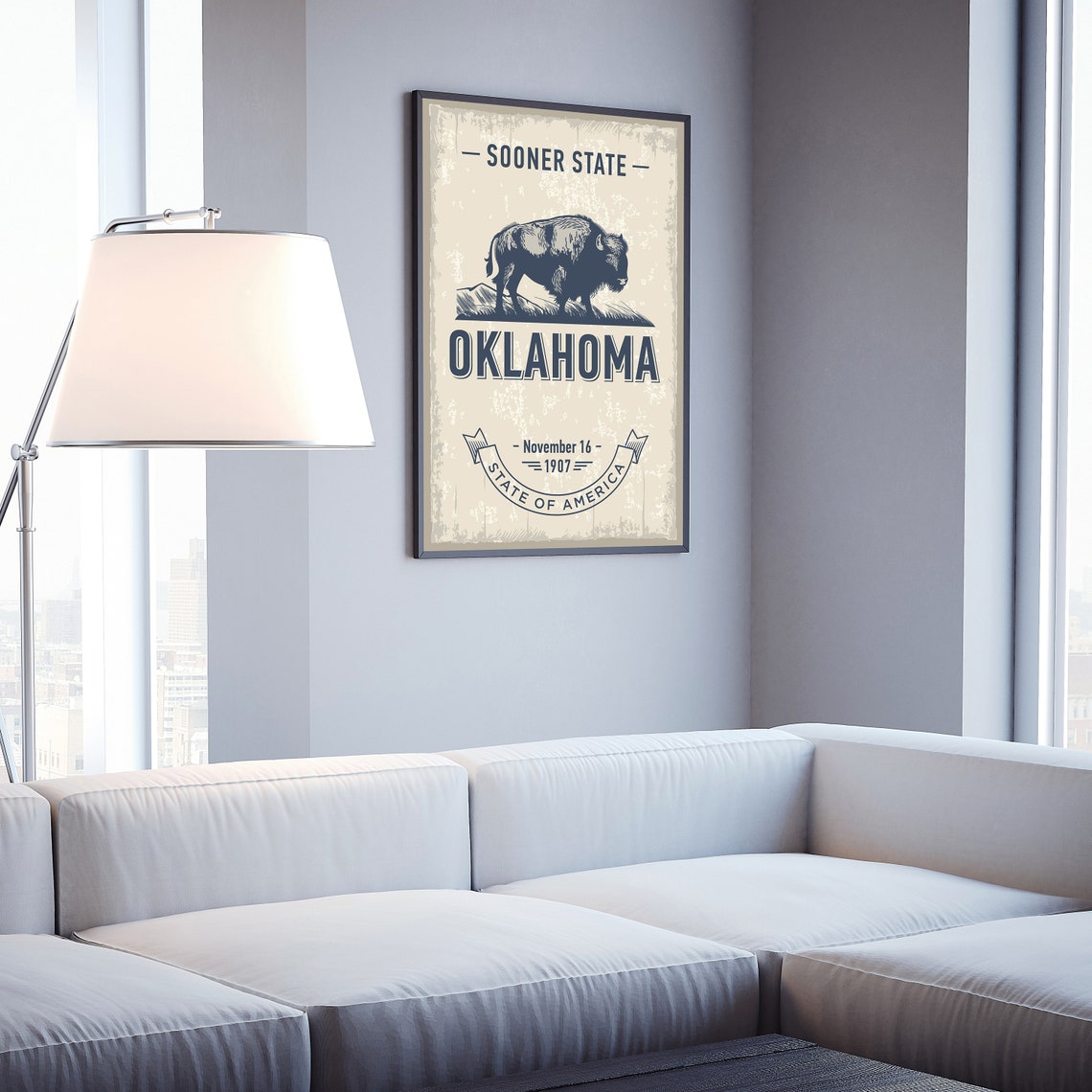 Oklahoma Sooner State Bison Vintage Retro Wildlife Travel Poster - Image 4