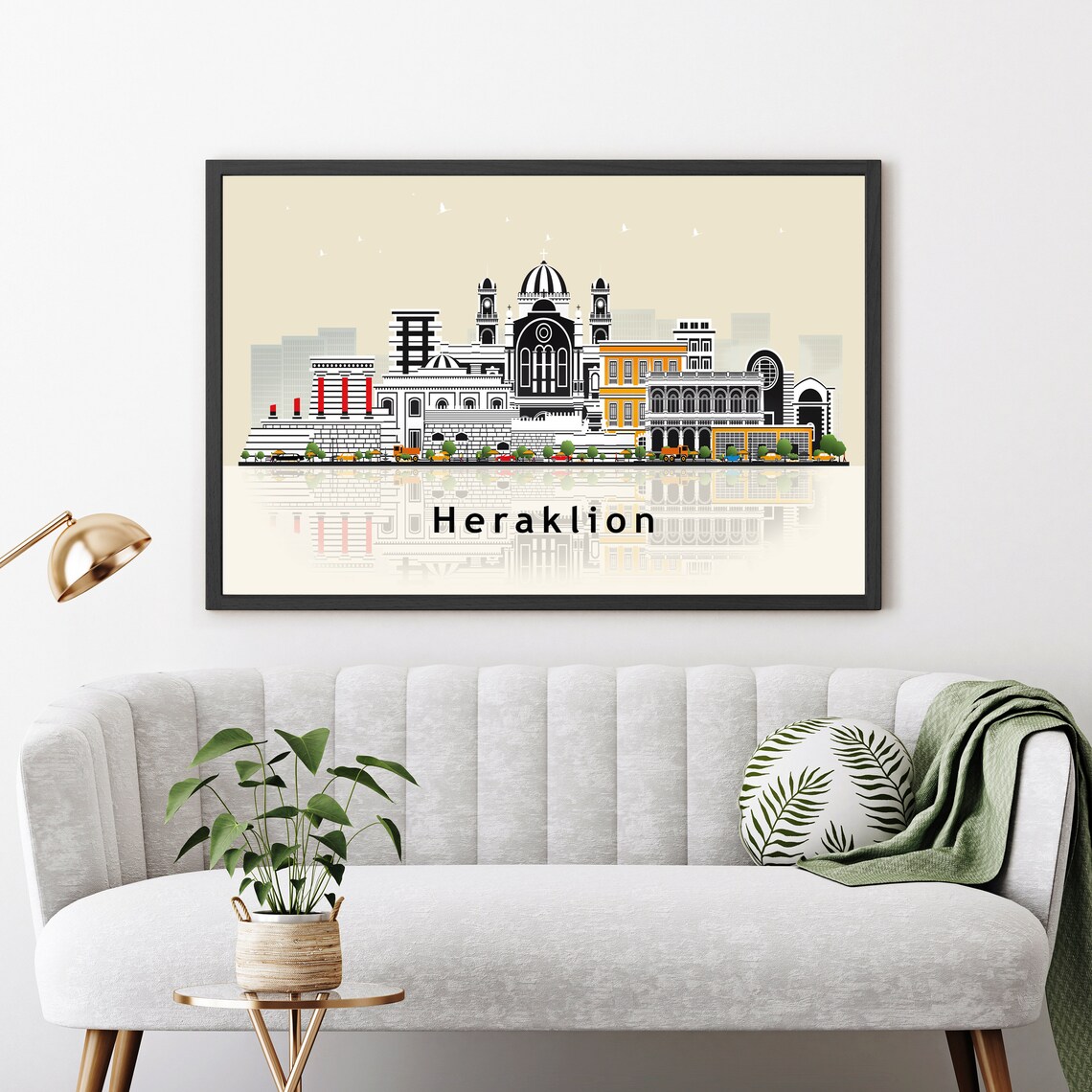 Heraklion Greece Domed Church Harbor Skyline Illustration Travel Poster - Image 3