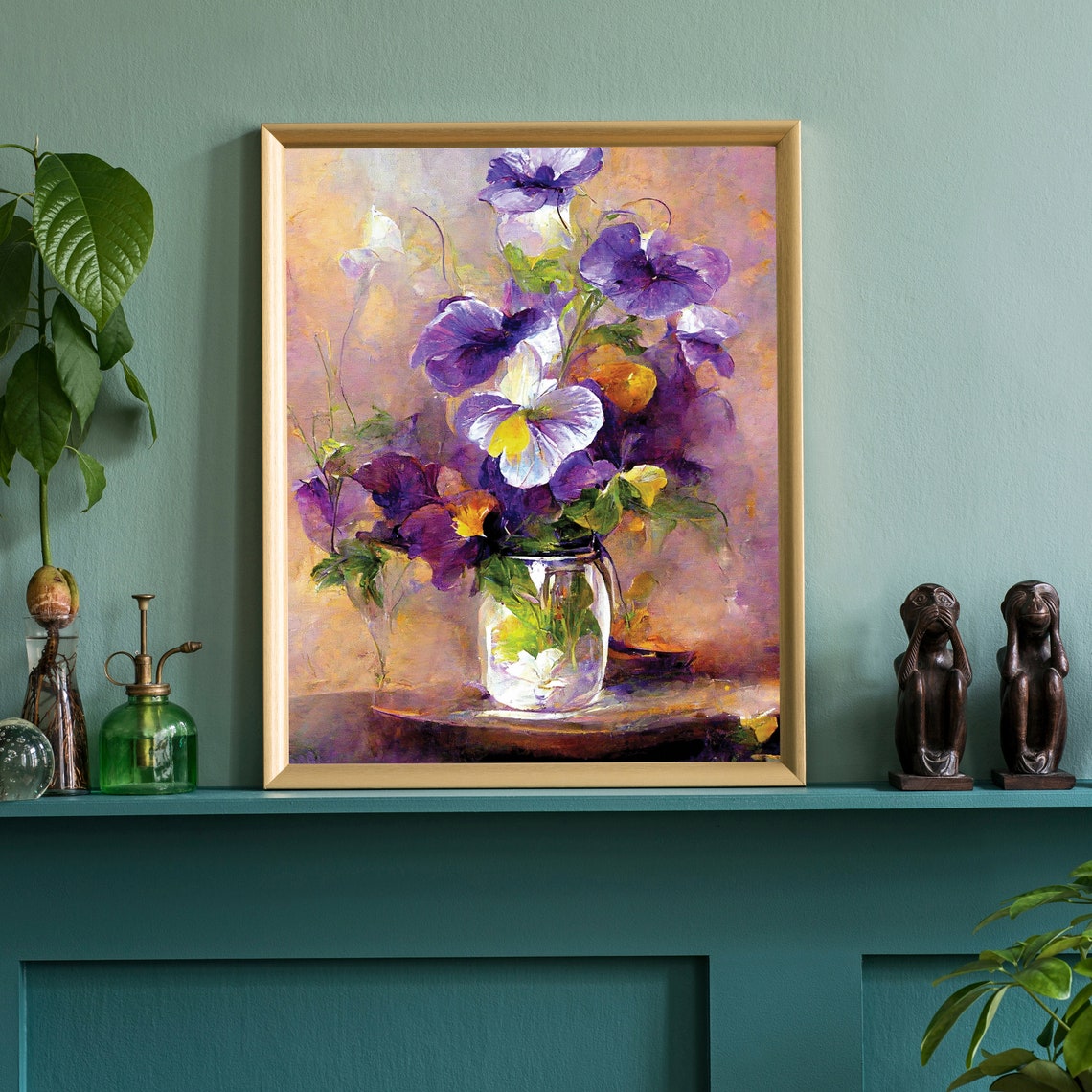 Flowers Oil Painting Flowers Still Life Poster Prints Flower Painting Prints Floral Texture Oil Painting Home Office Wall Art Decoration - Image 3