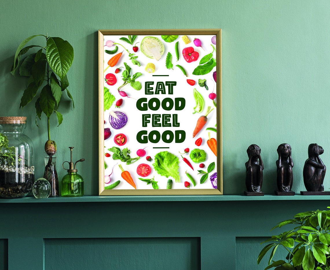 Eat Good Feel Good Healthy Kitchen Vegetable Quote Art Print - Image 4