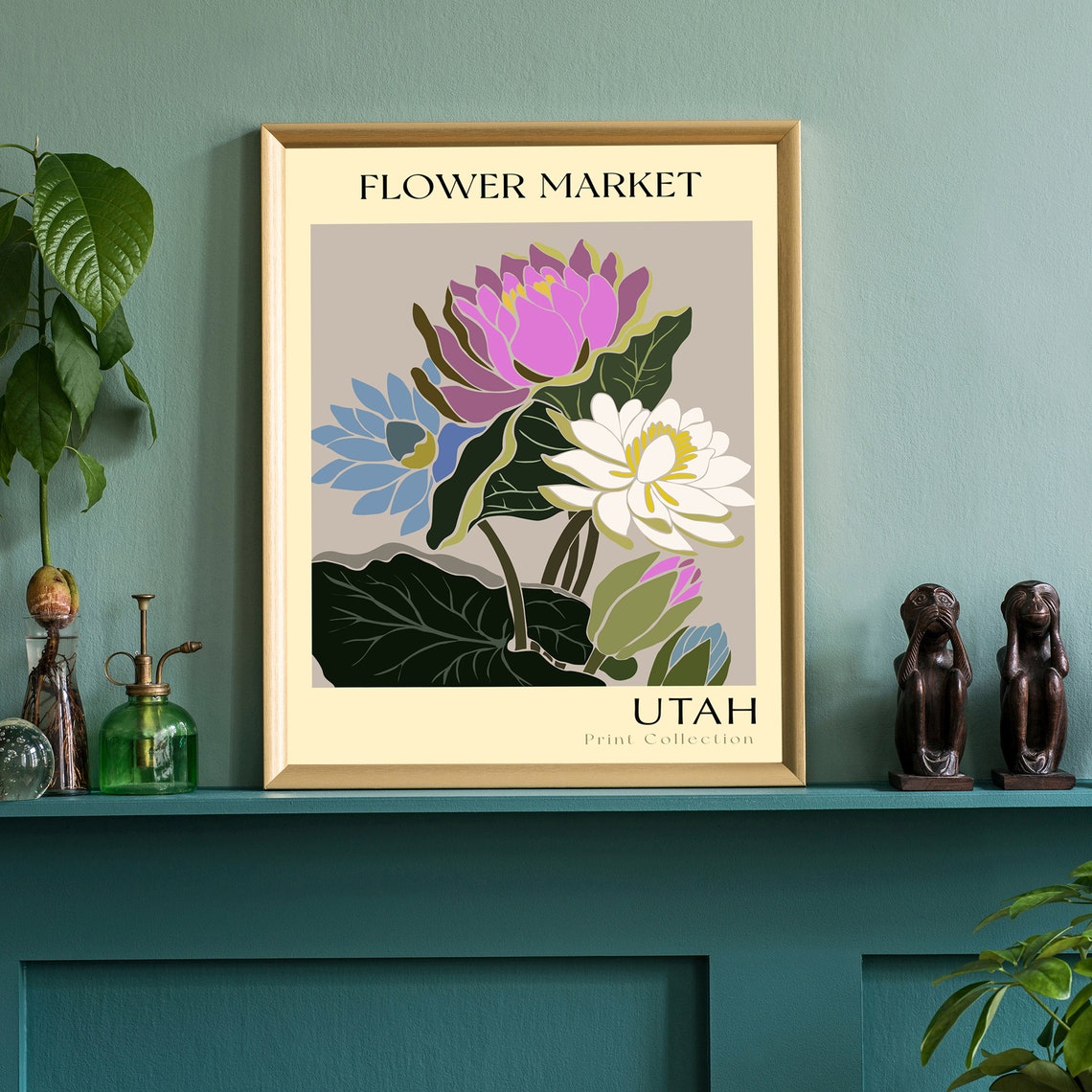 Utah Flower Market Water Lily Botanical Vintage Collection Poster - Image 2