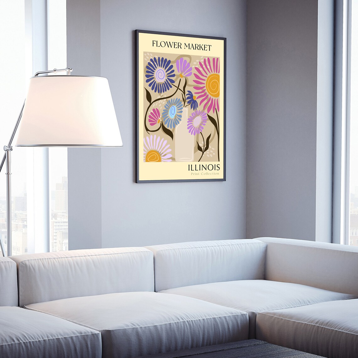 Illinois Flower Market Retro Daisy Botanical Collection Poster - Image 3