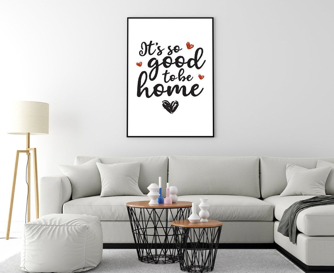It Is So Good To Be Home Hand Lettered Quote Hearts Typography Poster - Image 4