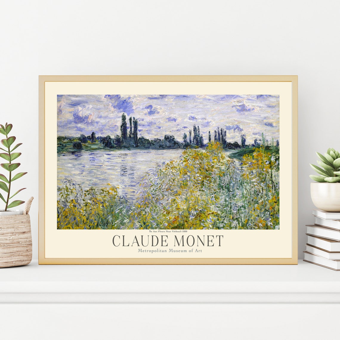 Claude Monet Flower Island Seine River Poplars Spring Art Poster