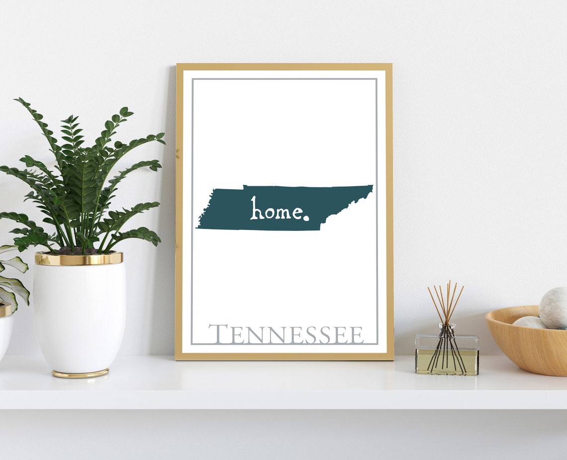 Tennessee Home State Silhouette Teal Minimalist Decor Wall Poster - Image 2