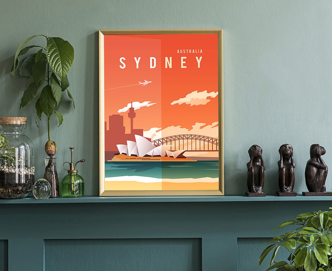 Sydney Australia Vintage Retro Travel Poster with Opera House View - Image 3