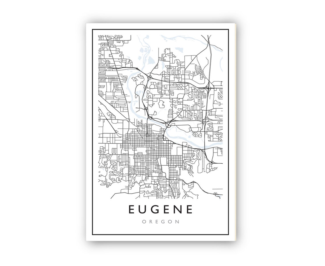 Eugene Oregon City Street Map Poster Modern Minimalist Wall Art - Image 2