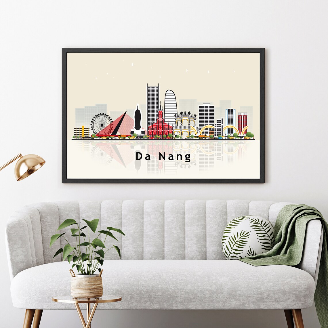 Da Nang Vietnam Skyline Landmark Illustration Watercolor City Poster - Image 2