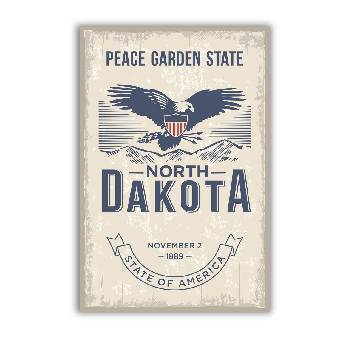 North Dakota Peace Garden State Eagle Sunset Wall Art Poster - Image 2