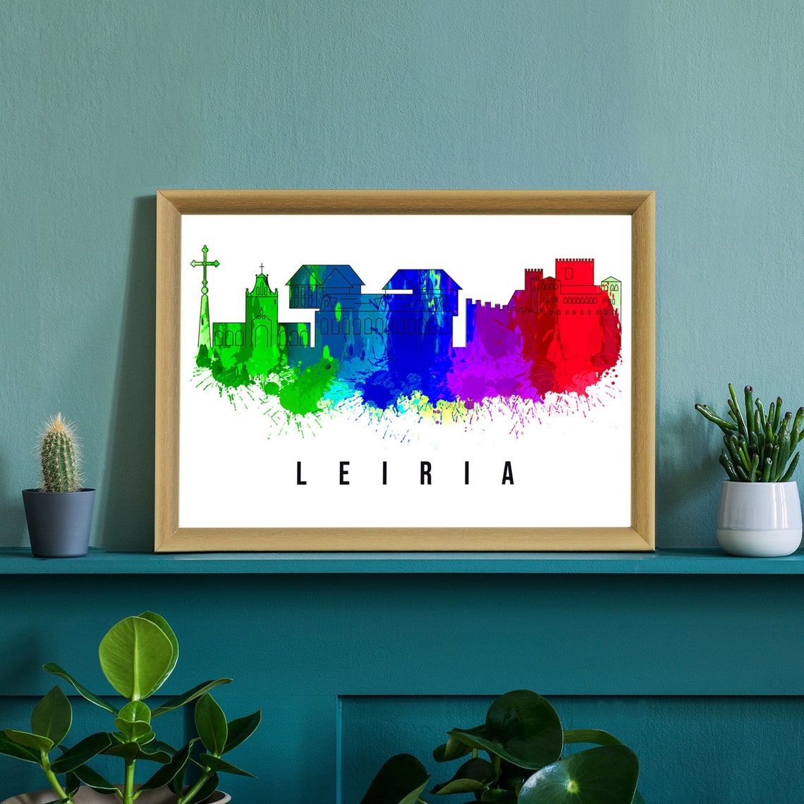 Leiria Portugal Poster Skyline Poster Cityscape Poster Portugal Landmark City Illustration Poster Home Wall Art Office Wall Art - Image 2