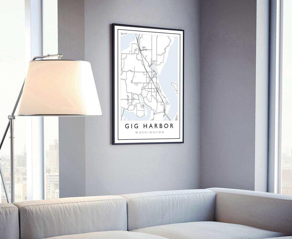 Gig Harbor Washington City Street Map Minimalist Modern Line Art Poster - Image 4