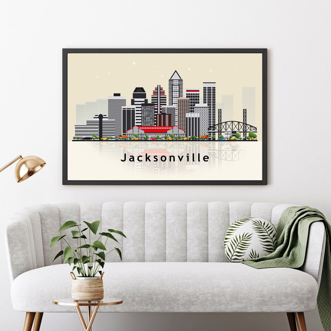 Jacksonville Florida Downtown Skyline Vector Illustration City Poster - Image 3