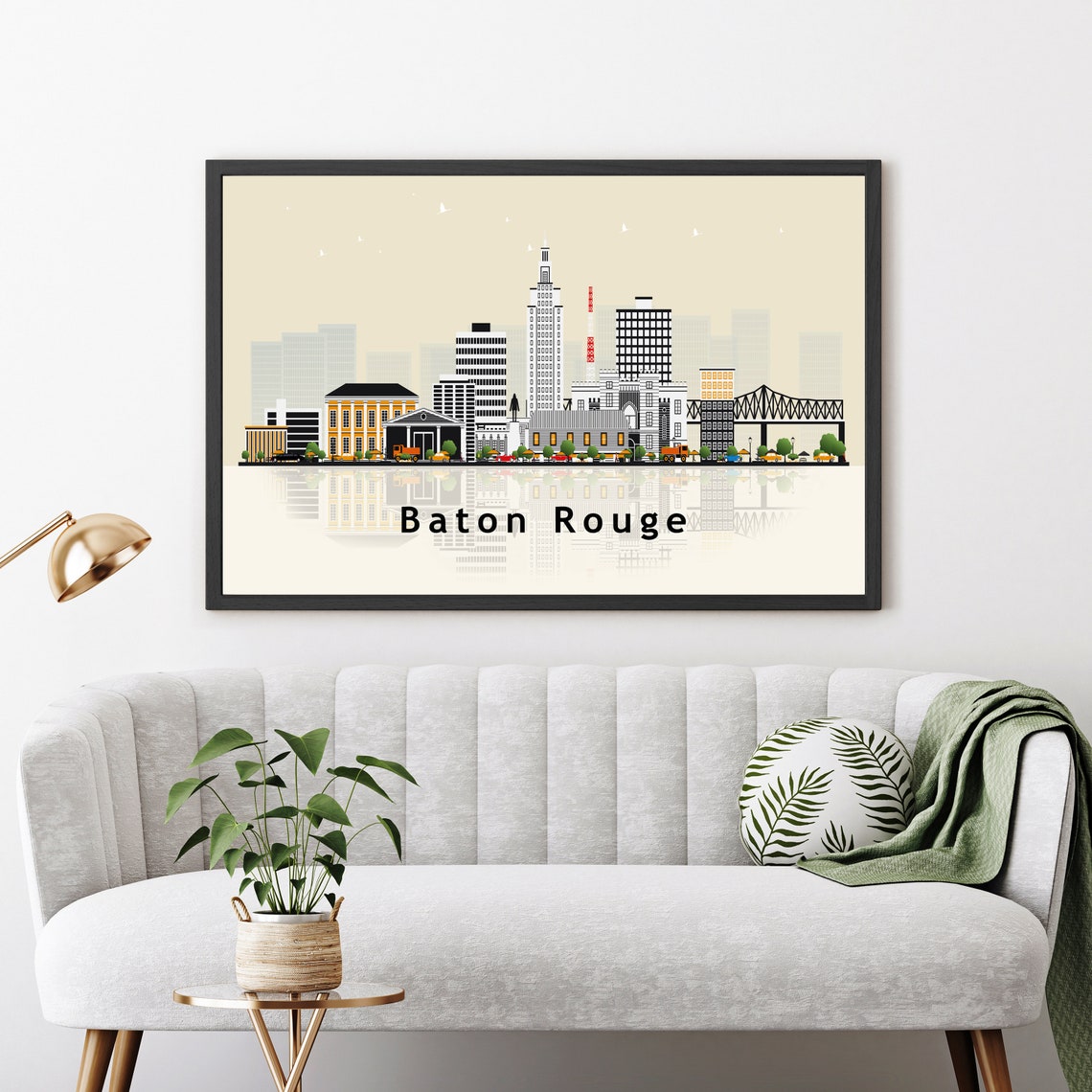 Baton Rouge Louisiana Skyline Bridge Vector Illustration City Poster - Image 3