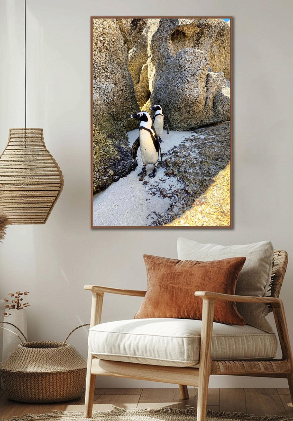 African Penguins On Rocky Beach Wildlife Nature Photography Poster - Image 3
