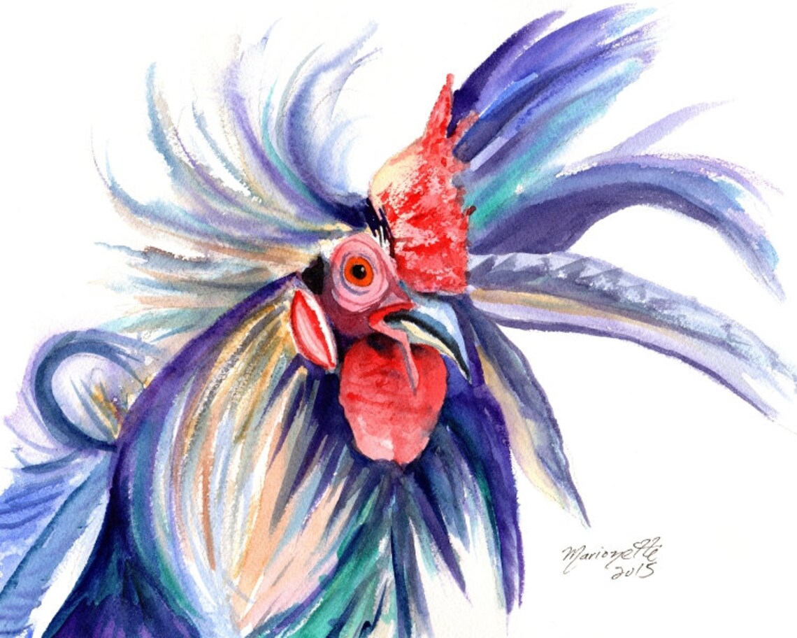 Kauai Rooster Art Print, Hawaii Kitchen Decor