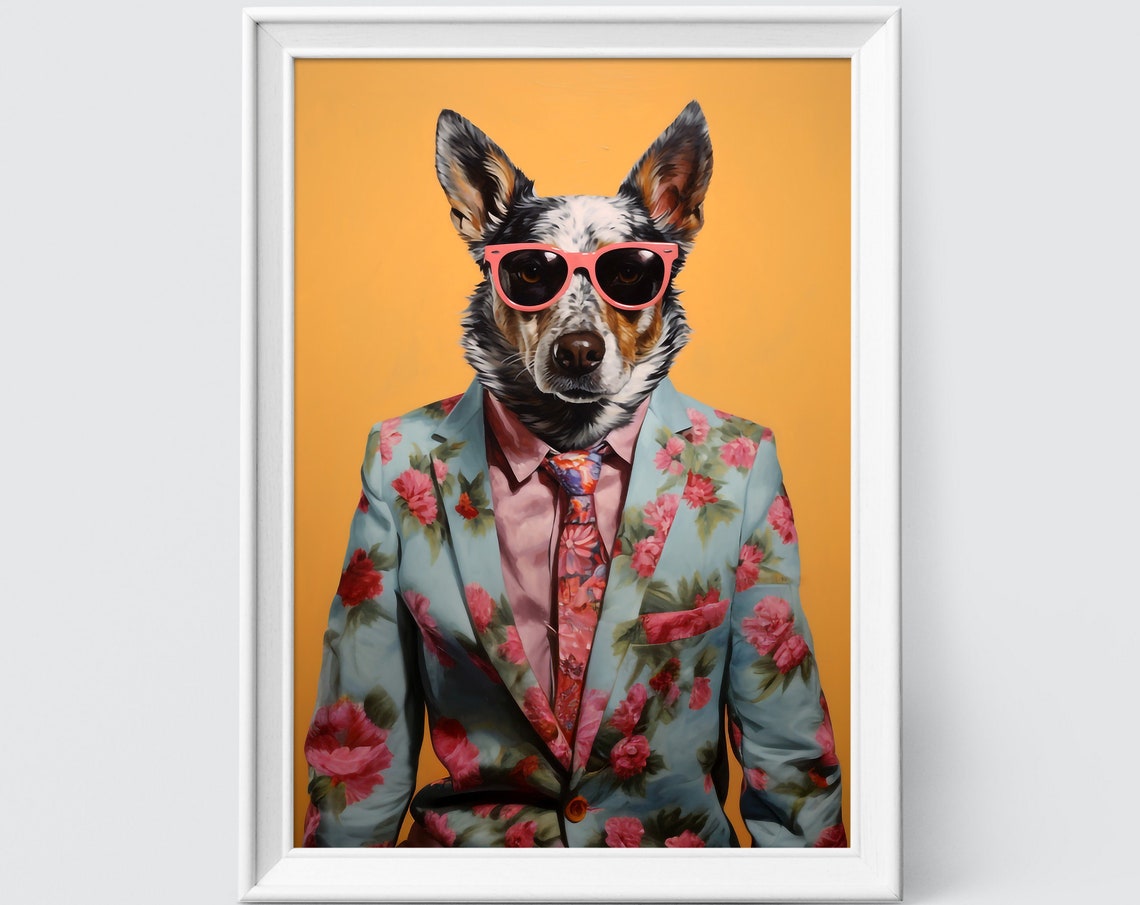 Australian Cattle Dog Cattle Dog Fashion Print Dog Portrait Fashion Art Animal Art Animal Painting Art Prints