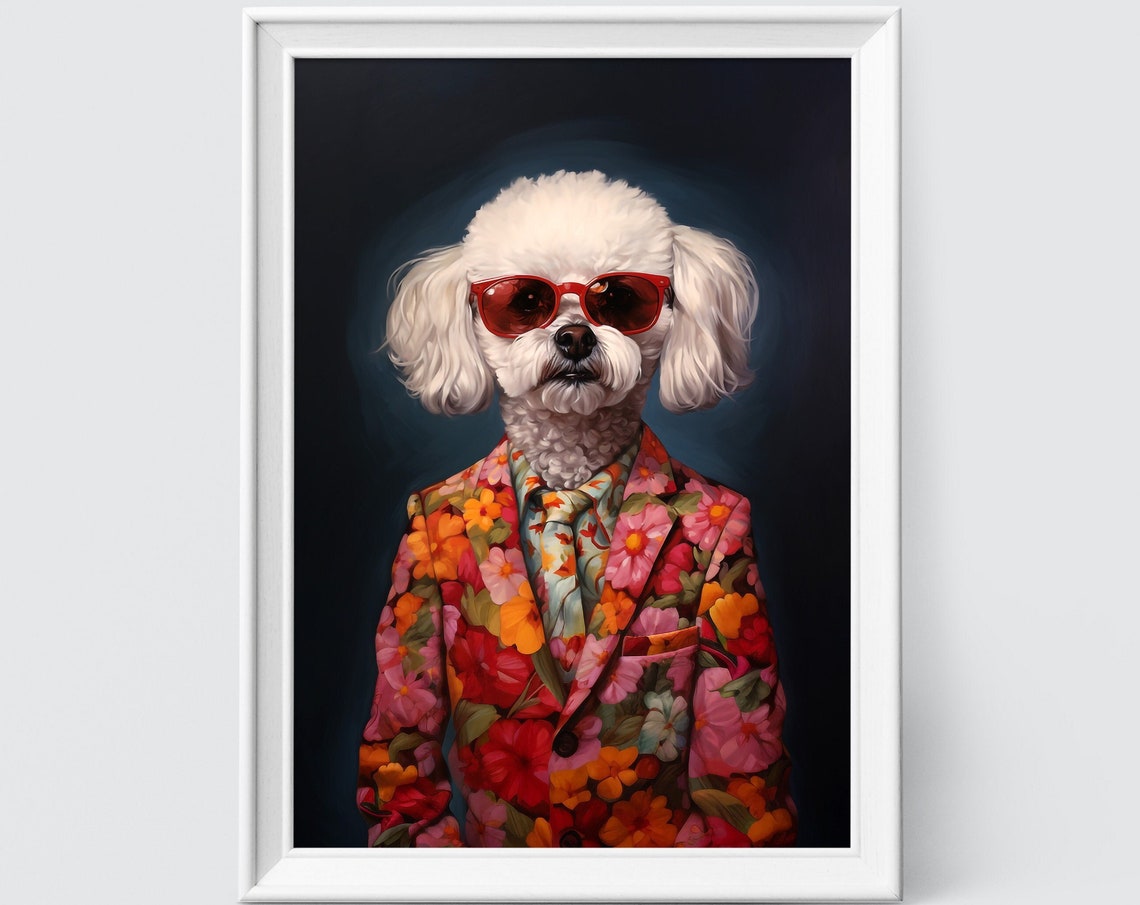 Bichon Frise Dog Art Fashion Print Dog Portrait Fashion Art Animal Art Animal Painting Art Prints