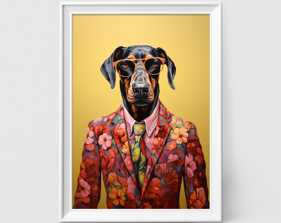 Dobermann Dog Art Fashion Print Dog Portrait Fashion Art Animal Art Animal Painting Art Prints