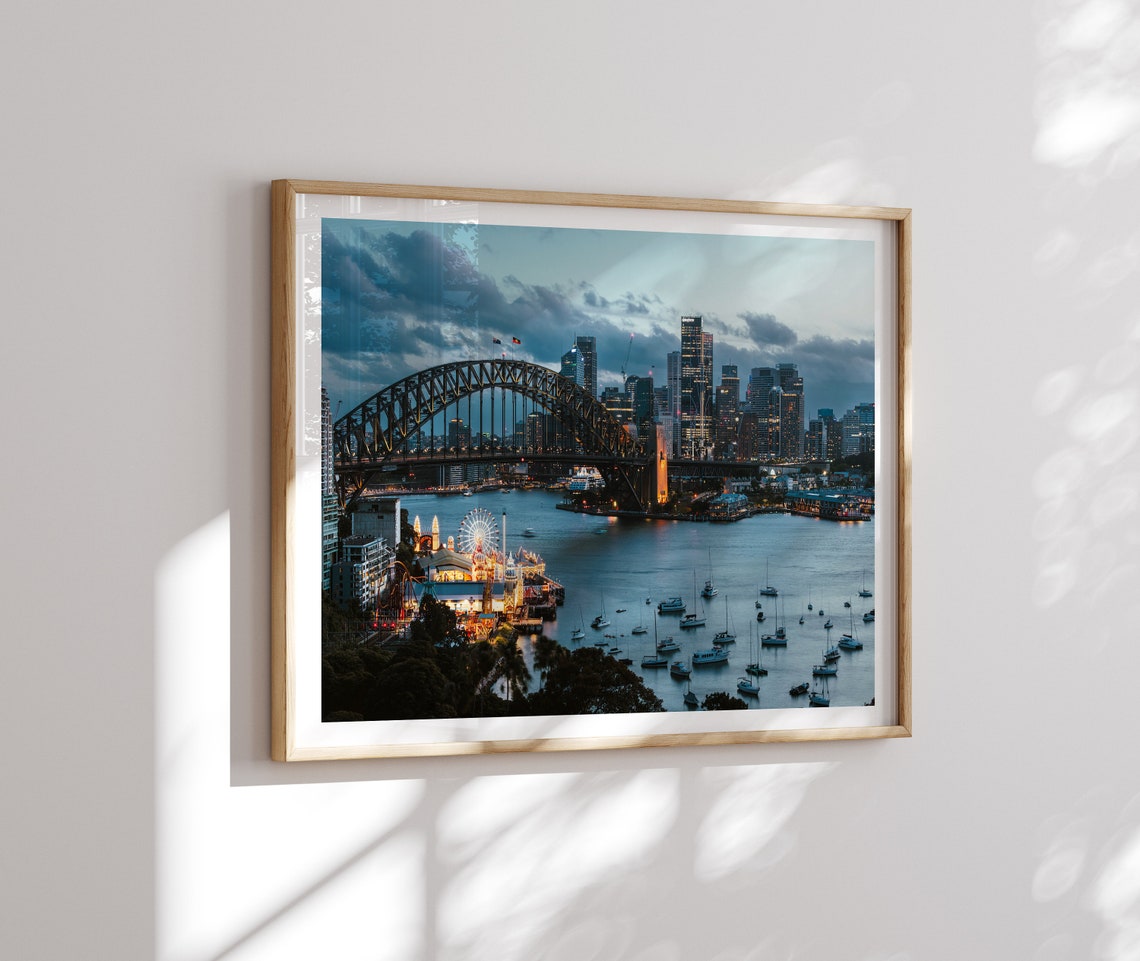 Sydney Harbour Evening Harbour Bridge Luna Park Lavender Bay Poster - Image 2