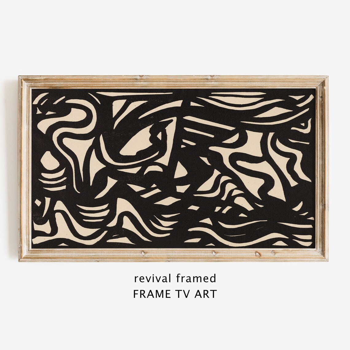 Black and Cream Geometric Line Abstract Painting Bold Modernist Poster