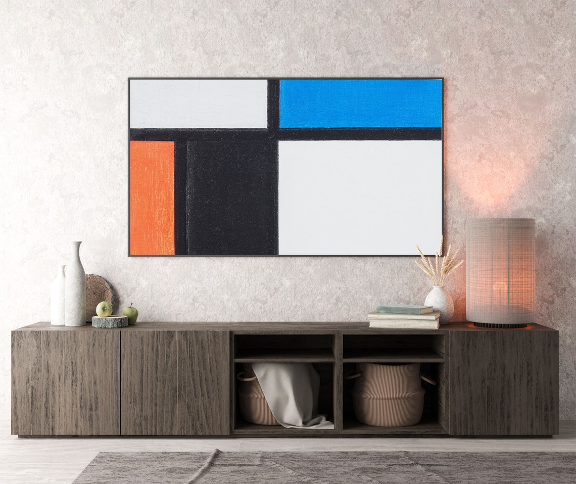 Mondrian Geometric Composition Red Blue Black Abstract Poster - Image 3