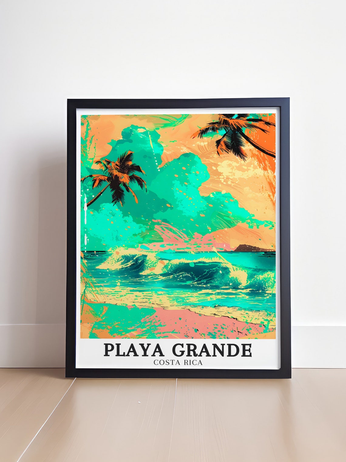 Playa Grande Costa Rica Teal Surf Wave Sunset Pop Art Poster - Image 4