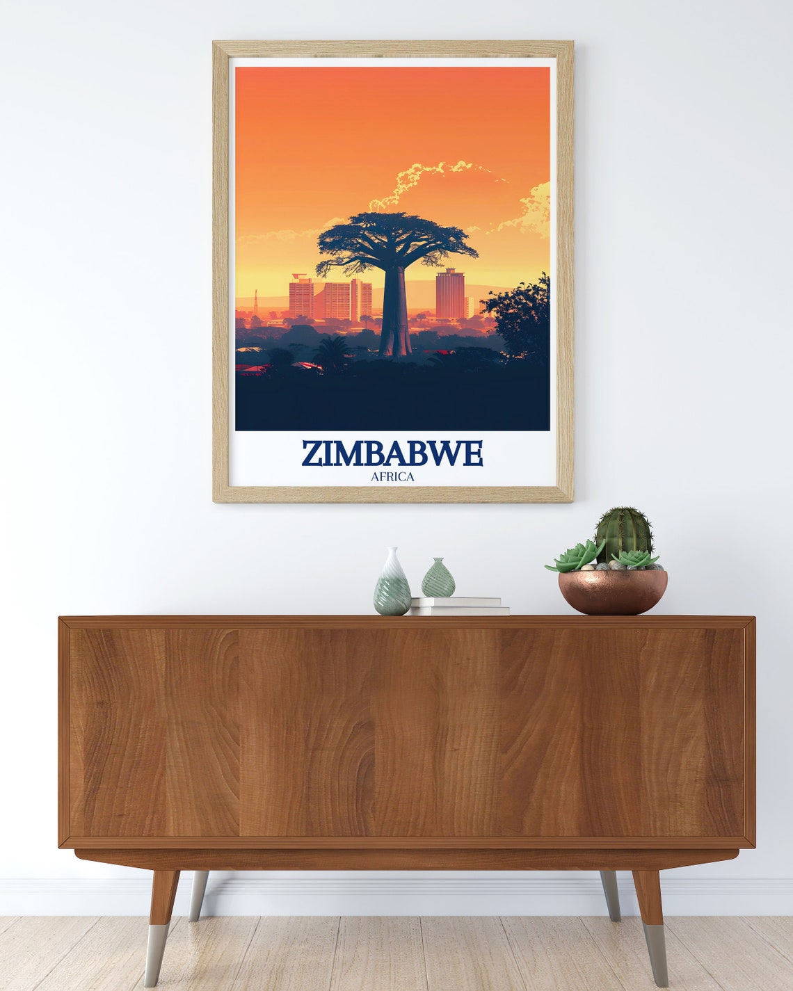 Zimbabwe Africa Harare Skyline Baobab Tree Sunset Sky Poster - Image 2