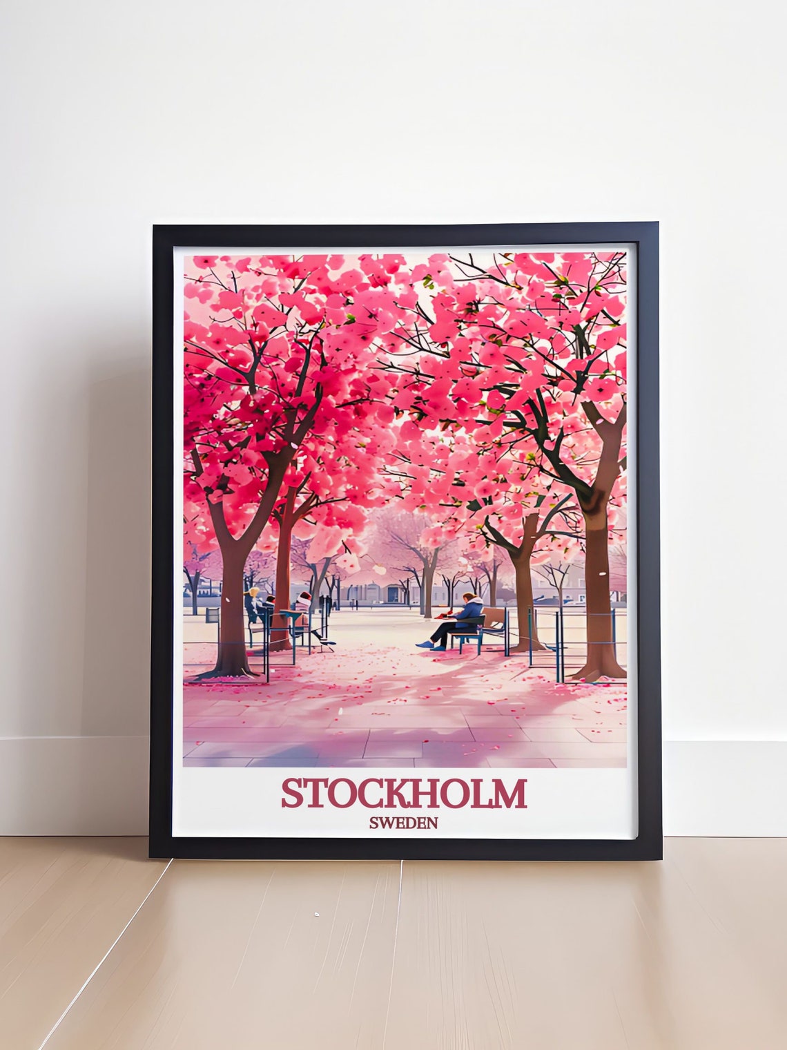 Stockholm Sweden Cherry Blossom Avenue Pink Springtime Poster - Image 4