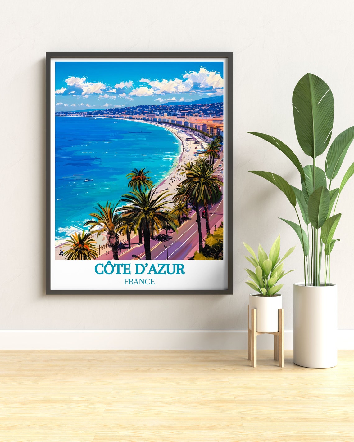 Cote d'Azur Nice Promenade Beach Palms Blue Sea Travel Poster - Image 2