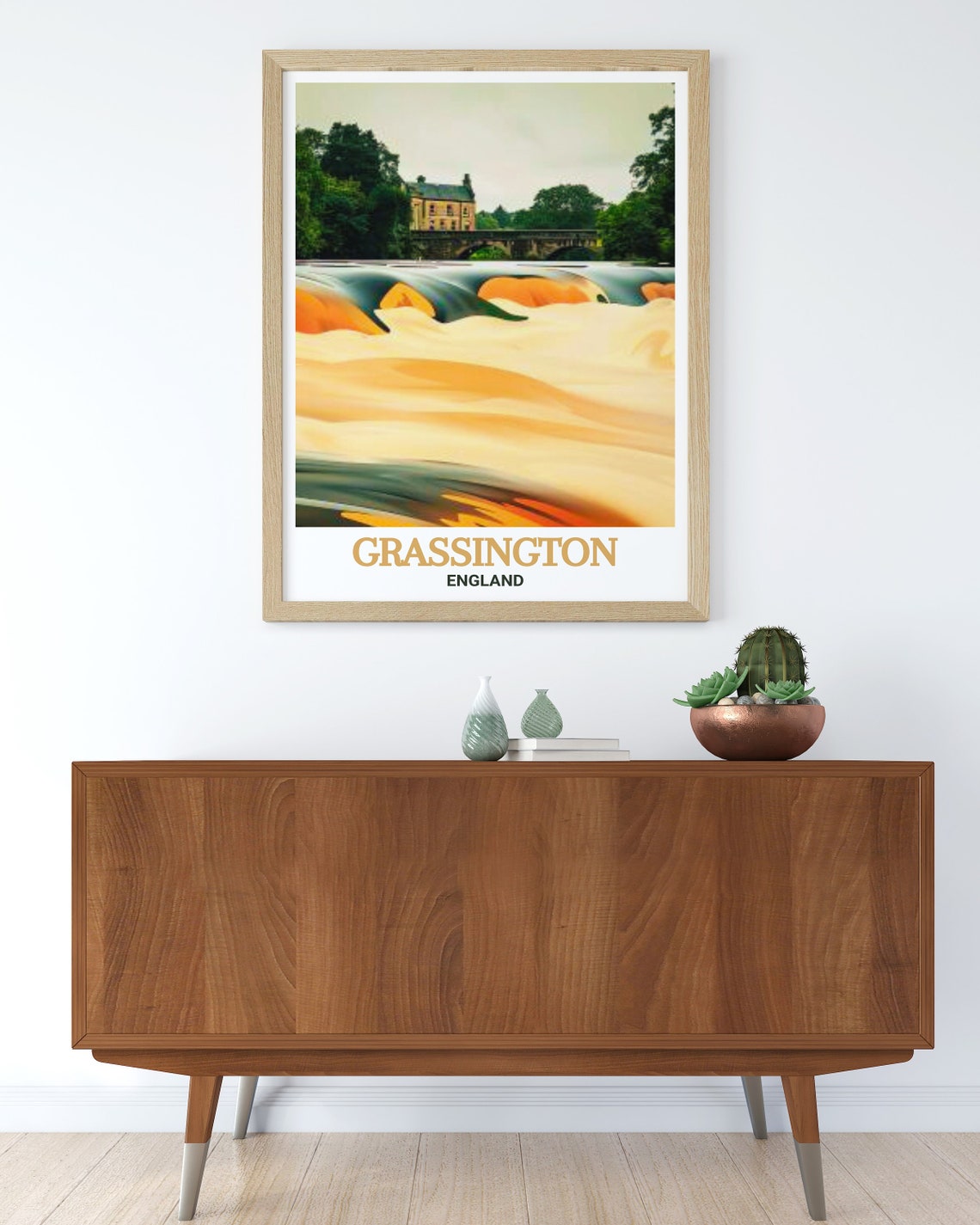 Grassington England Linton Falls Bridge Rapids Travel Poster - Image 2